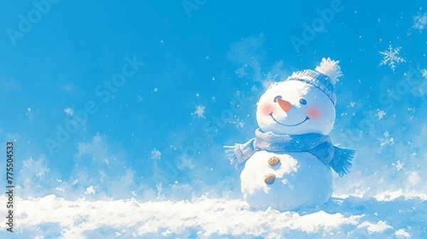 Fototapeta 可愛い雪だるま、晴天10