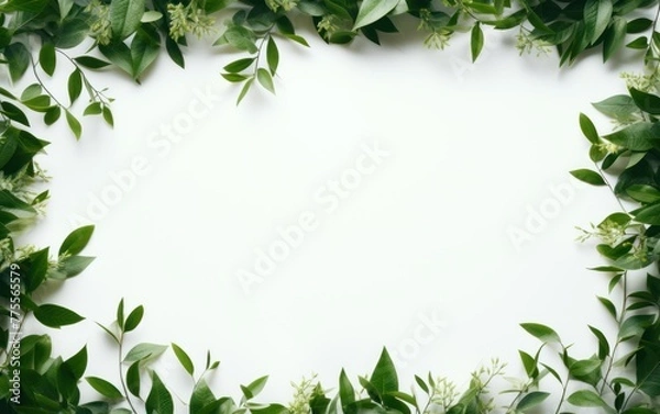 Obraz Fresh green border with white background space