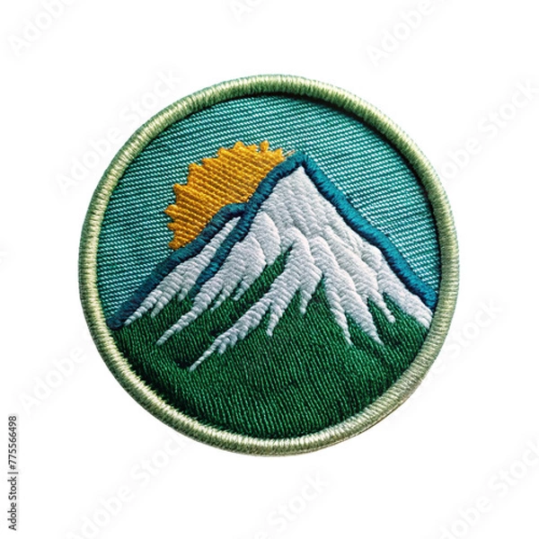 Fototapeta mountain embroidered patch badge isolated on transparent background