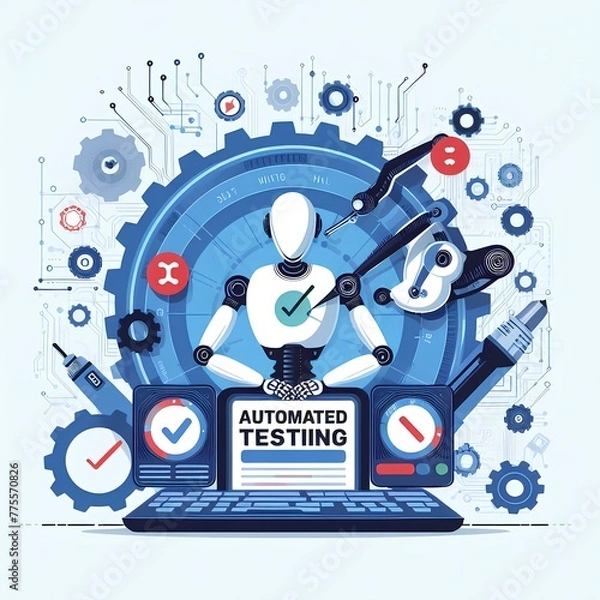 Fototapeta Automated testing abstract concept vector illustration.