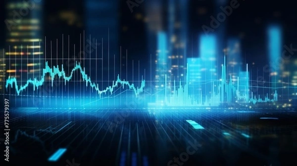 Fototapeta Abstract futuristic digital data chart