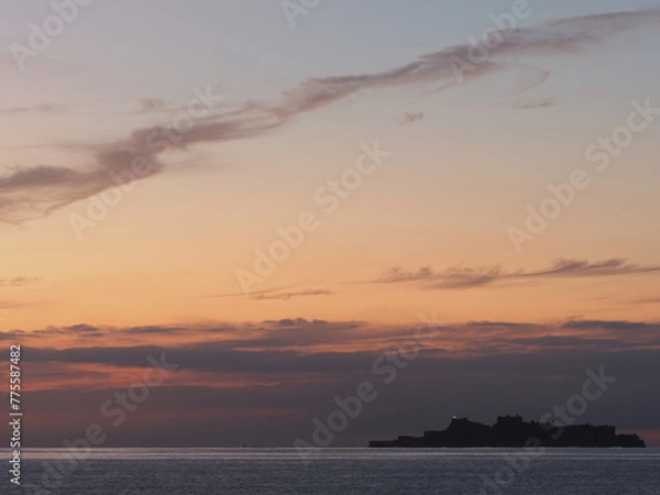 Obraz 軍艦島の夕景