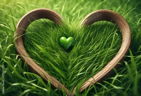 Fototapeta heart shaped grass