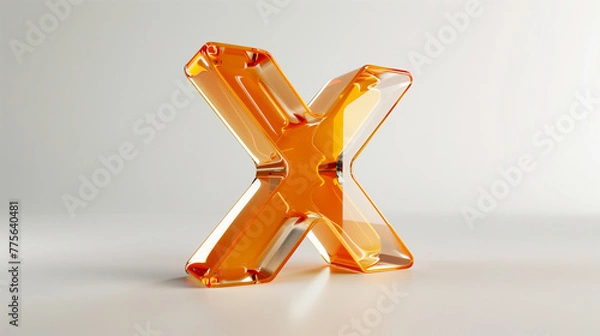 Obraz Orange alphabet X glass texture