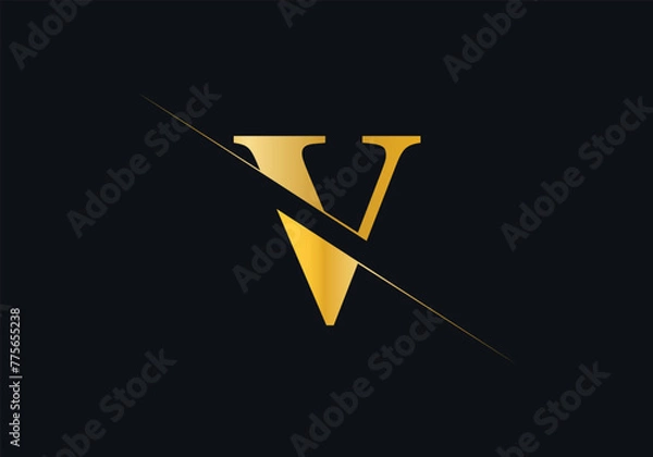 Fototapeta V Letter Initial Logo Design And Vector Template