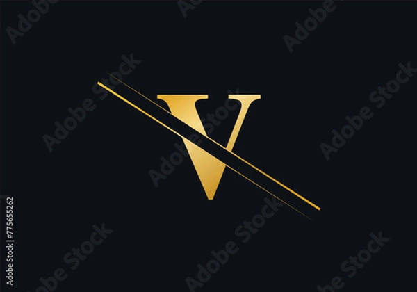 Fototapeta V Letter Initial Logo Design And Vector Template