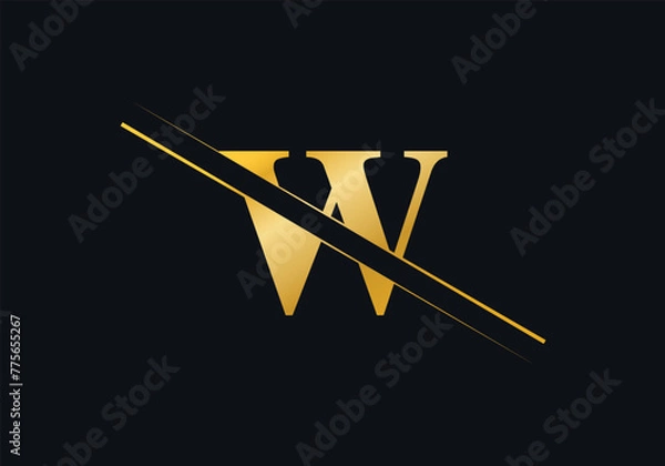 Fototapeta W Letter Initial Logo Design And Vector Template