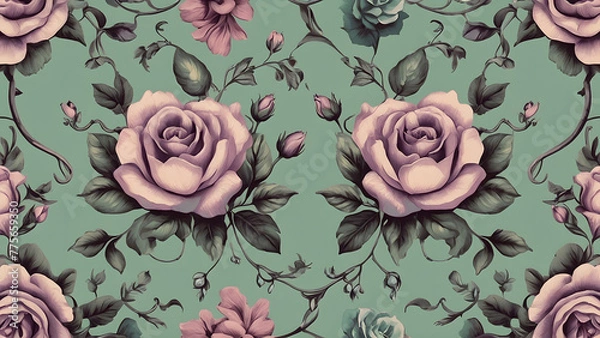 Obraz Blooming Roses on a Teal Background