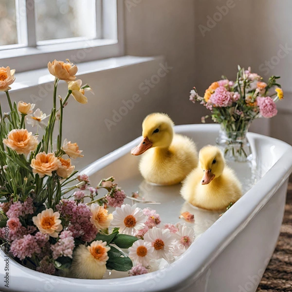 Obraz canetons bain duckling bath