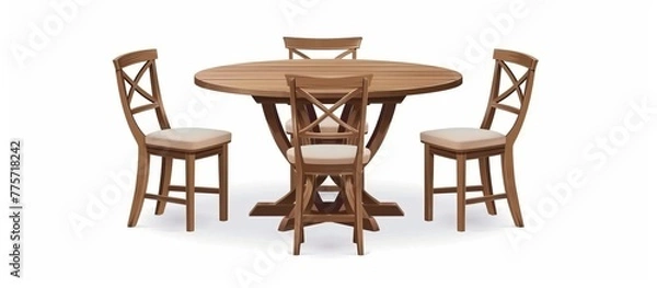 Fototapeta A close up of a table with chairs and a table with a chair