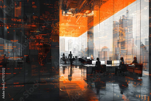 Fototapeta Automation, Cybersecurity, Data Protection, Generative AI