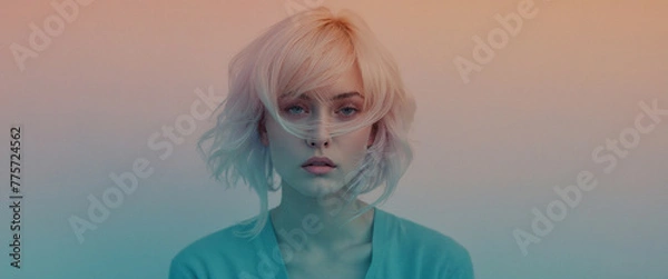 Obraz A woman with soft gradient background