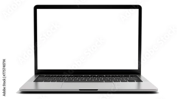 Fototapeta The laptop opens with a transparent screen for mock-up. PNG transparent.	
