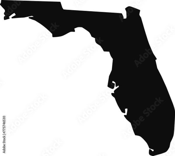 Obraz Florida black silhouette isolated map