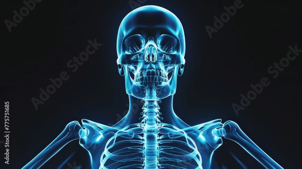 Fototapeta A vivid blue X-ray image revealing the robust structure of healthy human bones