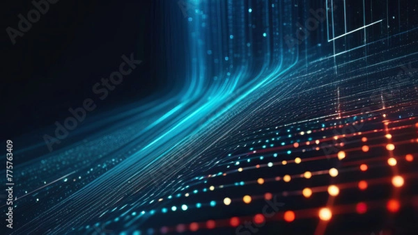 Obraz Dynamic Abstract Background in Blue: Illustrating Data Visualization on a Digital Canvas