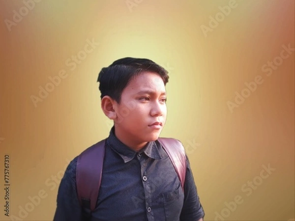 Obraz selective focus boys use backpacks