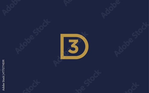 Fototapeta letter d with number 3 logo icon design vector design template inspiration