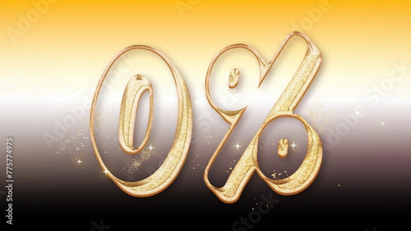 Fototapeta Golden percent center isolated on gradient background.