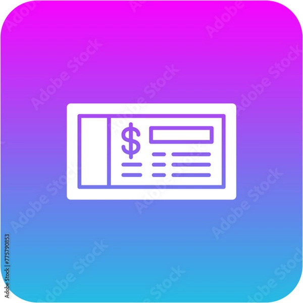 Fototapeta Cheque Icon