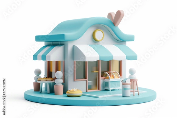 Fototapeta small business store 3d icon isolated 