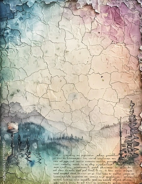 Fototapeta Watercolor Journal Page Adorned with Intricate Landscape Doodles and Ancient Philosophical Quote