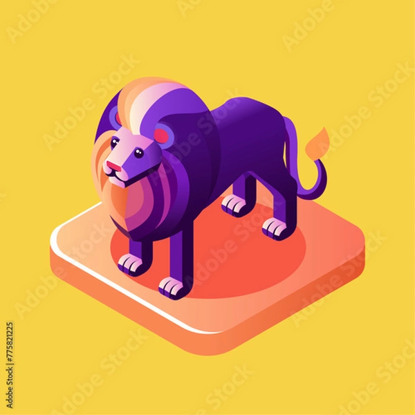 Fototapeta Lion isometric icon