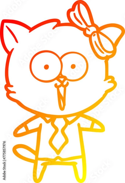 Obraz warm gradient line drawing of a cartoon cat