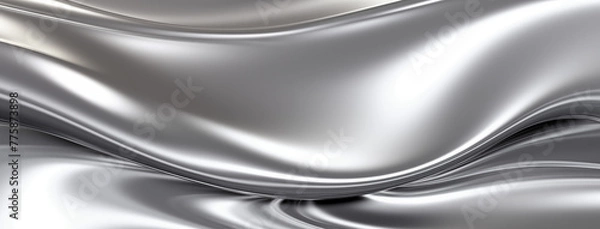 Fototapeta Chrome mirror water effect, glossy, metallic paint, abstract background