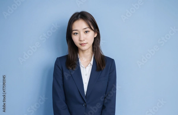 Fototapeta 紺のスーツ姿の女性_20代_003