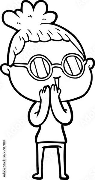 Obraz cartoon woman wearing spectacles