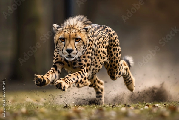 Obraz Cheetah running, danger, grass, safari, one animal, animal eye