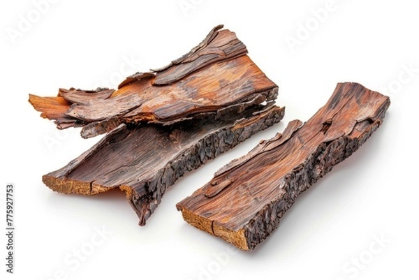 Fototapeta Two pieces of wood on a plain white background. Suitable for various design projects