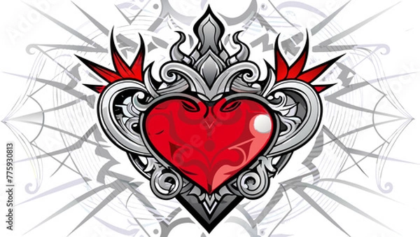 Fototapeta tattoo-heart-vector illustration
