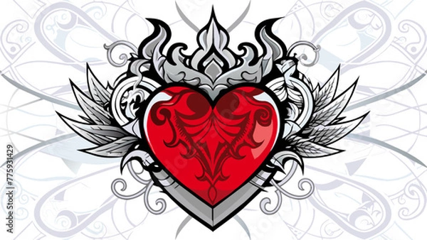 Fototapeta tattoo-heart-vector-illustration