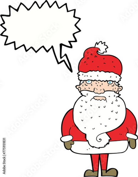 Fototapeta cartoon santa claus with speech bubble
