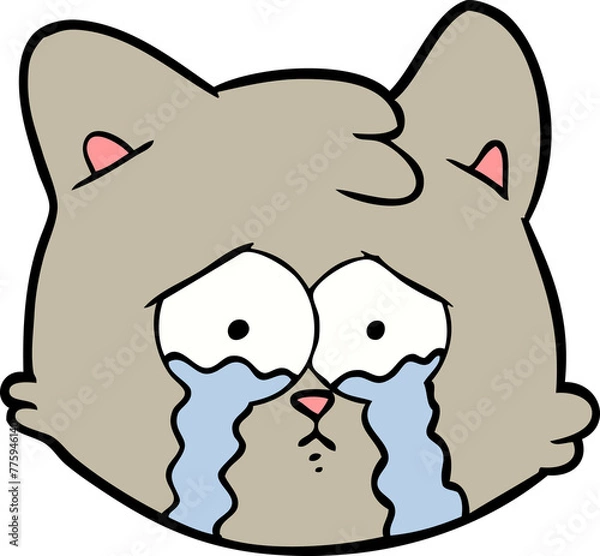 Obraz crying cartoon cat face