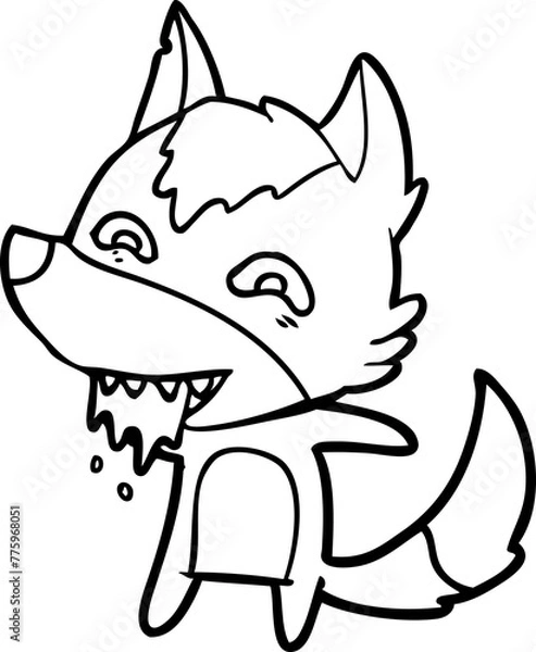 Fototapeta cartoon hungry wolf
