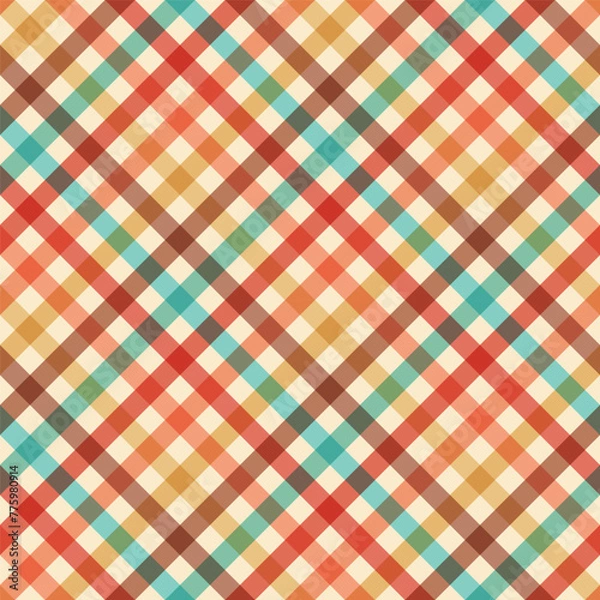 Fototapeta Seamless background in warm colors consisting of colored diagonal stripes