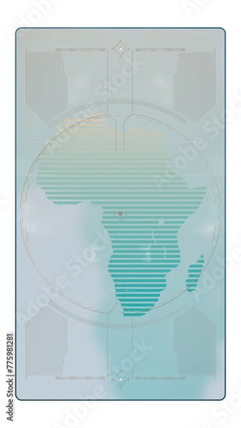 Fototapeta Africa GPS Digital HUD UI Map With Alpha Channel