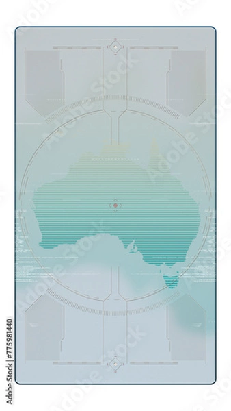 Obraz Australia GPS Digital HUD UI Map With Alpha Channel