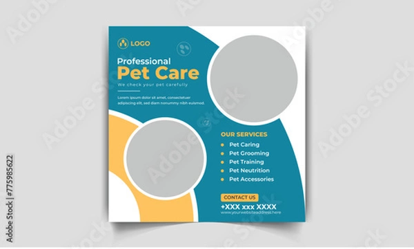 Obraz Modern pet care social media post ads banner design template for facebook