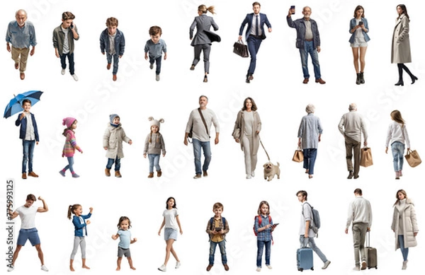 Obraz 人々の切抜き素材詰め合わせ 背景透過（男性、女性、老人、子供）