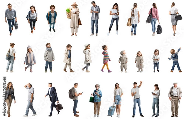 Obraz 人々の切抜き素材詰め合わせ 背景透過（男性、女性、老人、子供）