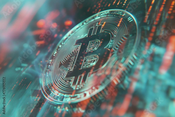 Obraz Bitcoin sign on virtual screen