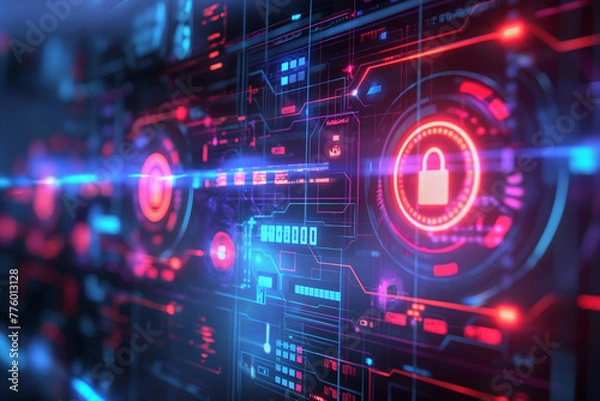 Obraz security signs on virtual screen