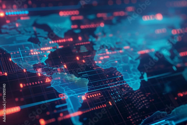 Obraz world map on virtual screen