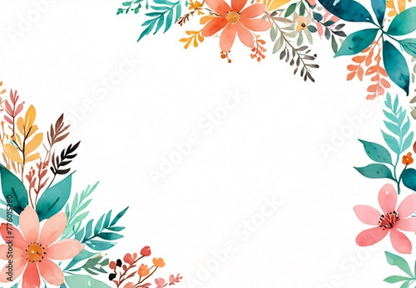 Fototapeta colorful abstract flowers watercolor, watercolor background, floral pattern for wallpaper