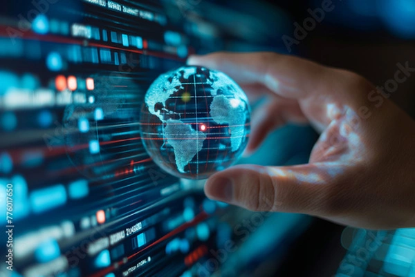 Obraz The globe on virtual screen