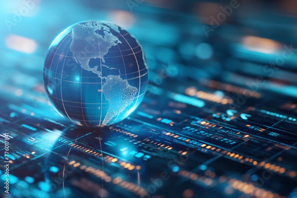 Obraz The globe on virtual screen